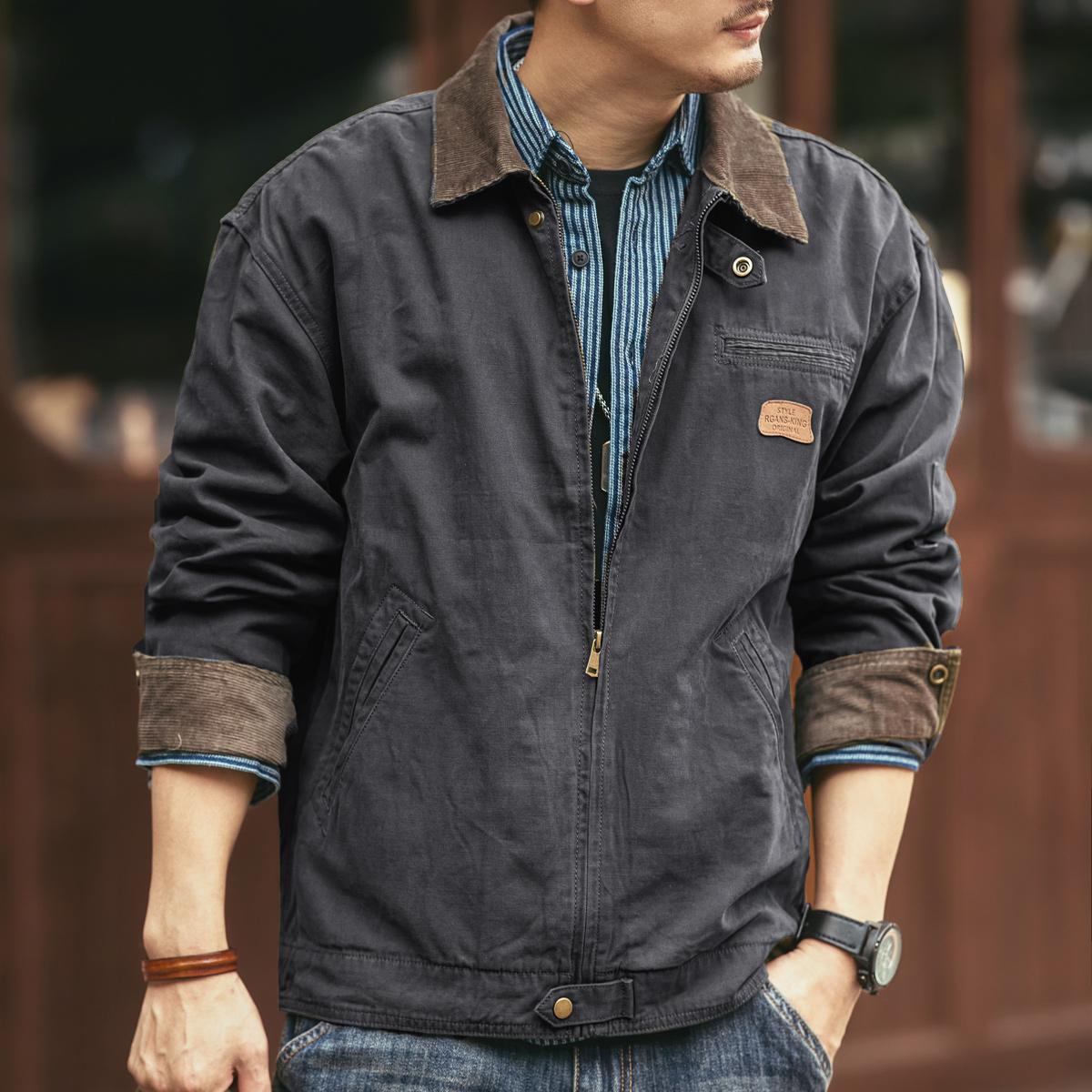 American RapRetro-Veste d'outillage à manches longues pour hommes, manteau d'automne pour hommes, chemise d'extérieur décontractée pour la chasse Tough Guy