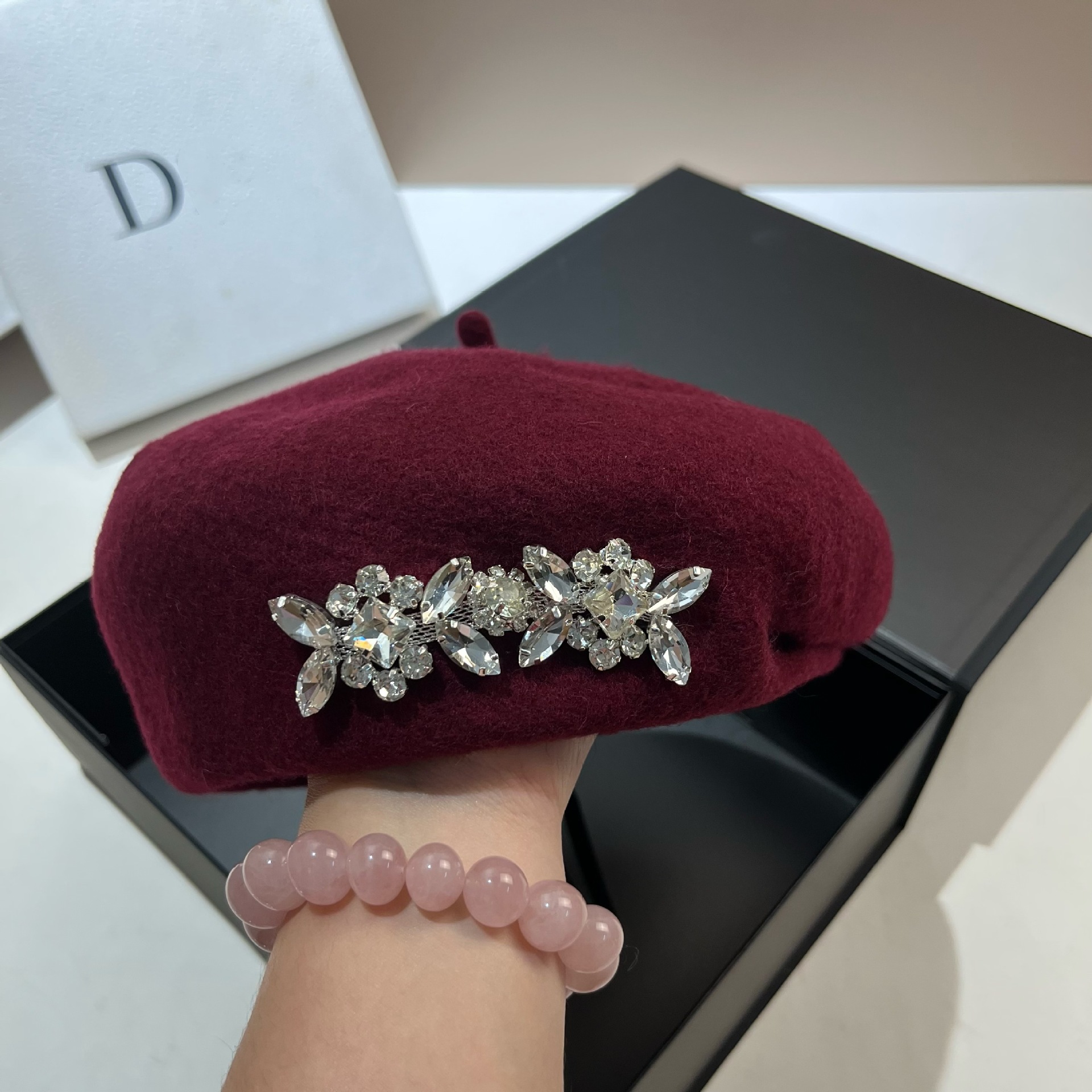 Béret en laine avec biscuits pour femme, bonnet chaud pour femme, chapeau de peintre français, feutre polyvalent pour fille, luxe, extérieur, hiver