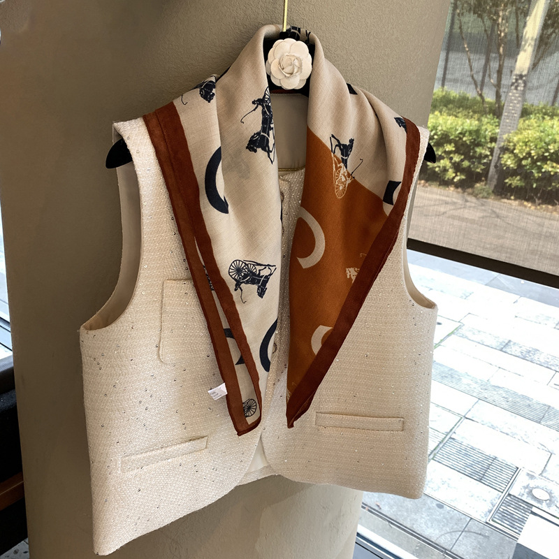 Foulard carré en soie 70x70 cm, style français haut de gamme, tendance, confortable, protection solaire, décoratif