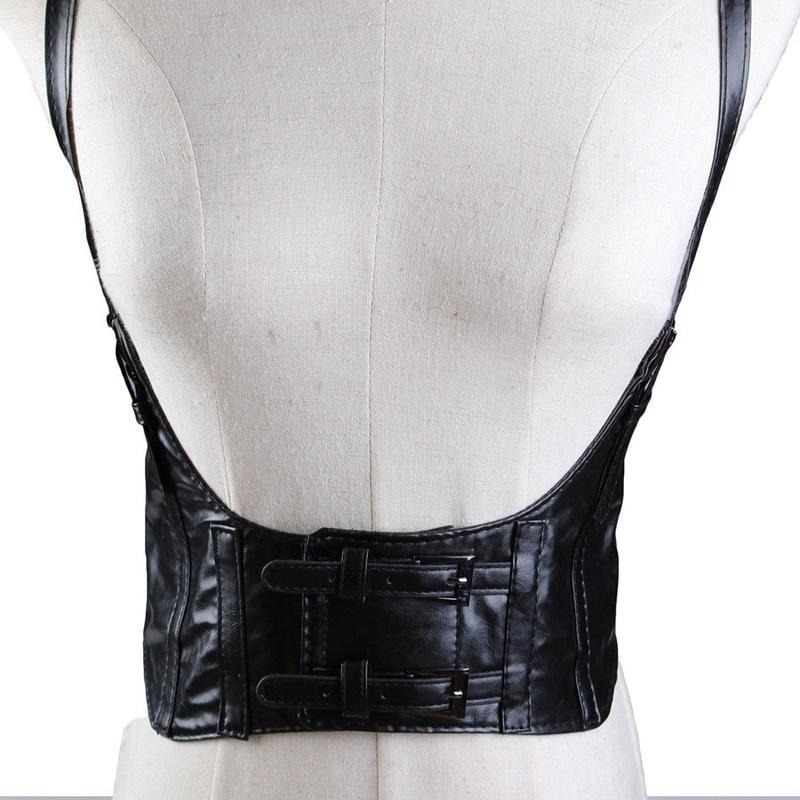 Ceinture large en cuir Pu pour femmes, 1 pièce, 2 boucles latérales, Vintage, taille élastique, épaule, Corset, Bandage, ceintures de taille pour femmes