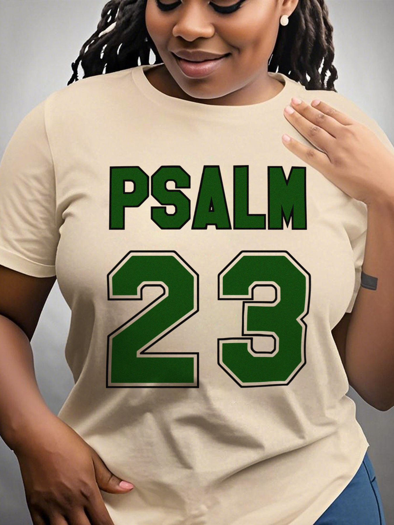 Salme 23 pour femmes Jersey Premium T-Shirt surdimensionné décontracté à manches courtes col rond avec lettrage vert audacieux vêtements pour femmes