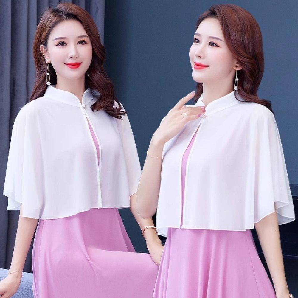 Vêtements de protection solaire, châle en mousseline multicolore, poncho en mousseline respirant et ample, châle de mariage court pour femmes