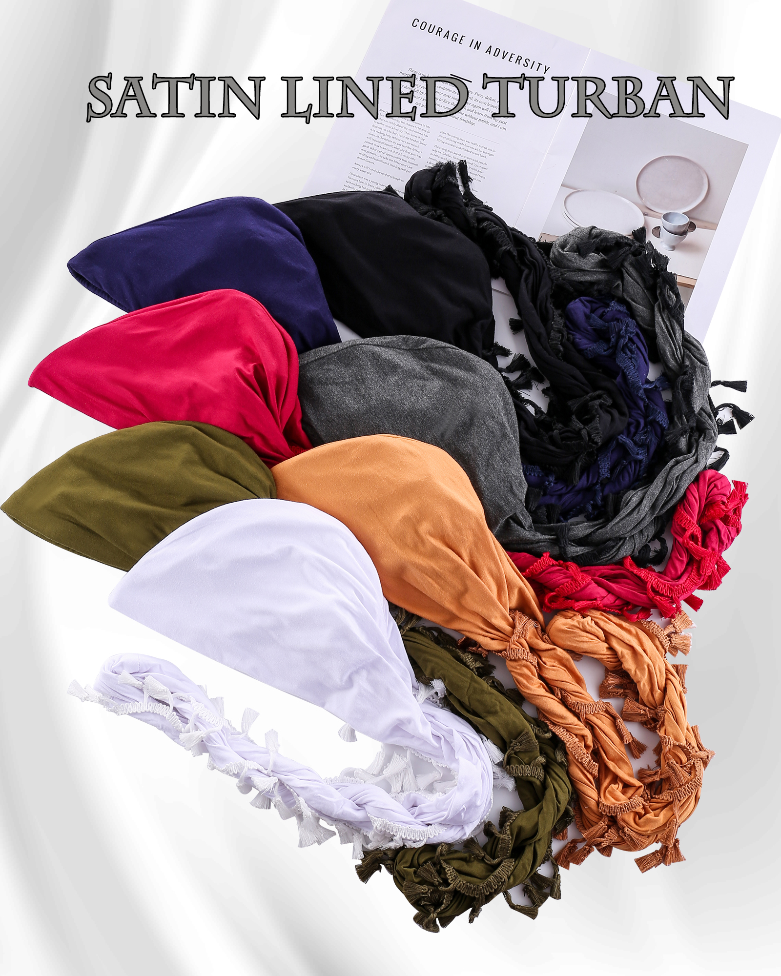 Turban vintage torsadé pour hommes, en modal extensible et satin, avec cordon de serrage, lavable en machine