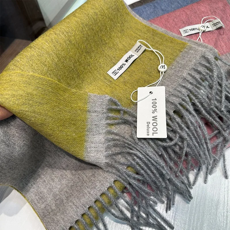 Écharpe australienne en laine Pure pour femme, châle chaud en cachemire à longues franges, écharpe de cou tricotée chaude pour l'hiver, accessoires pour femmes