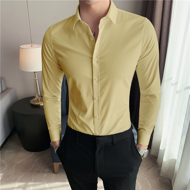 Grande taille S-7XL haute qualité hommes robe chemise 2024 automne à manches longues solide affaires chemises minces Homme robe sociale chemise décontractée
