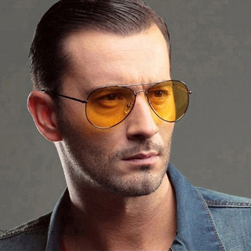 Lunettes de soleil polarisées de luxe pour hommes, style aviateur noir, pour hommes et femmes, de marque, design vintage, jaunes, pour la conduite