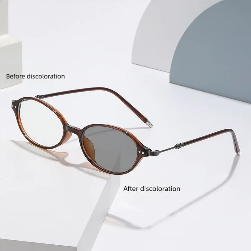 Lunettes de myopie littéraire à monture ovale, monture sensible à la lumière changeante de couleur, Anti-lumière bleue, 6165