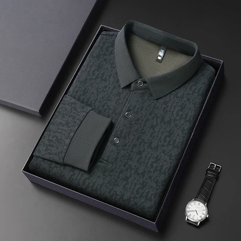 Nouveau Polo Homme 2026 à Manches Longues Imprimé Tendance Édition Coréenne – T-shirt d'Été Confortable et Polyvalent
