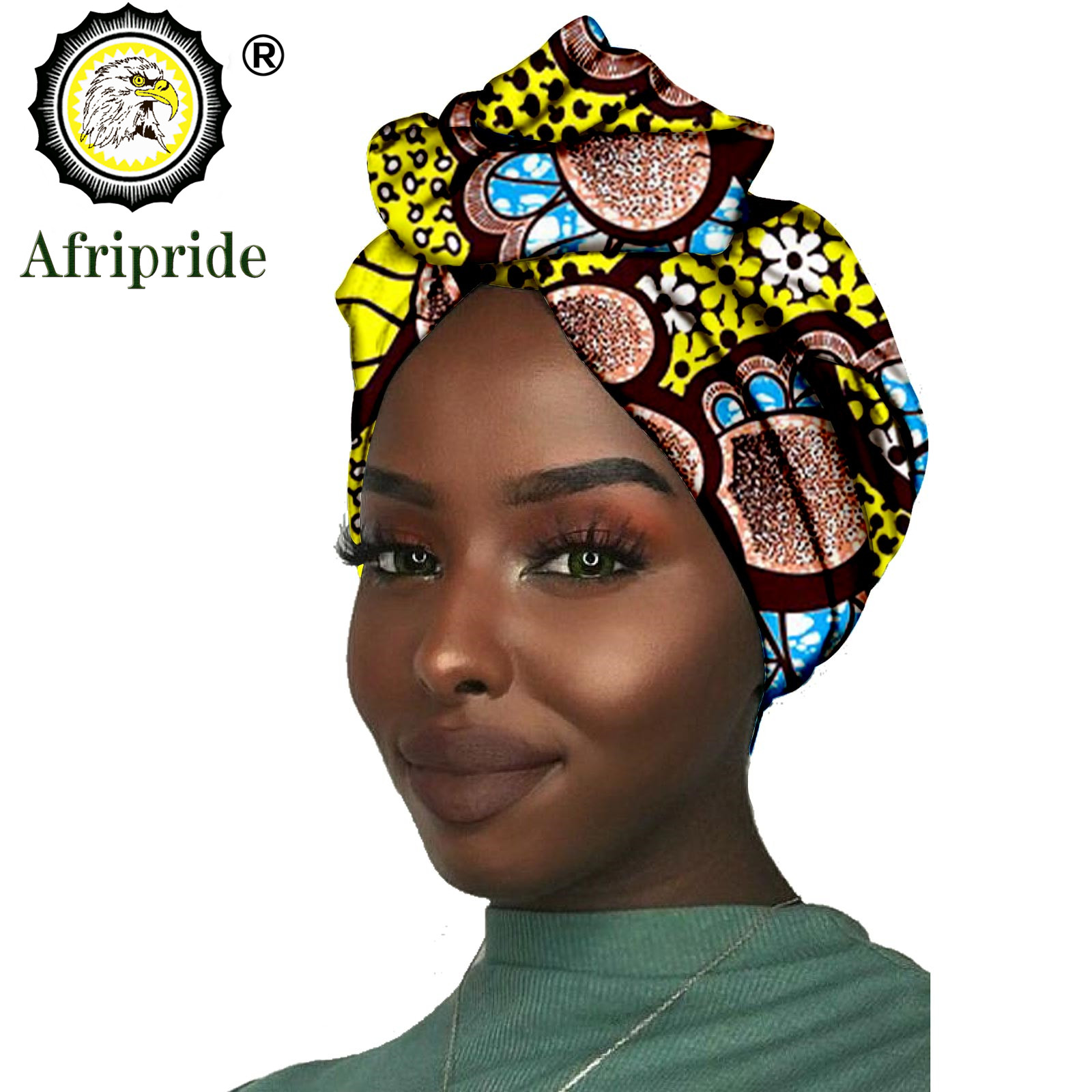 Nouveau foulard africain tendance pour femme en tissu wax de coton, turban traditionnel AFRIPRIDE S001 Pure Wax