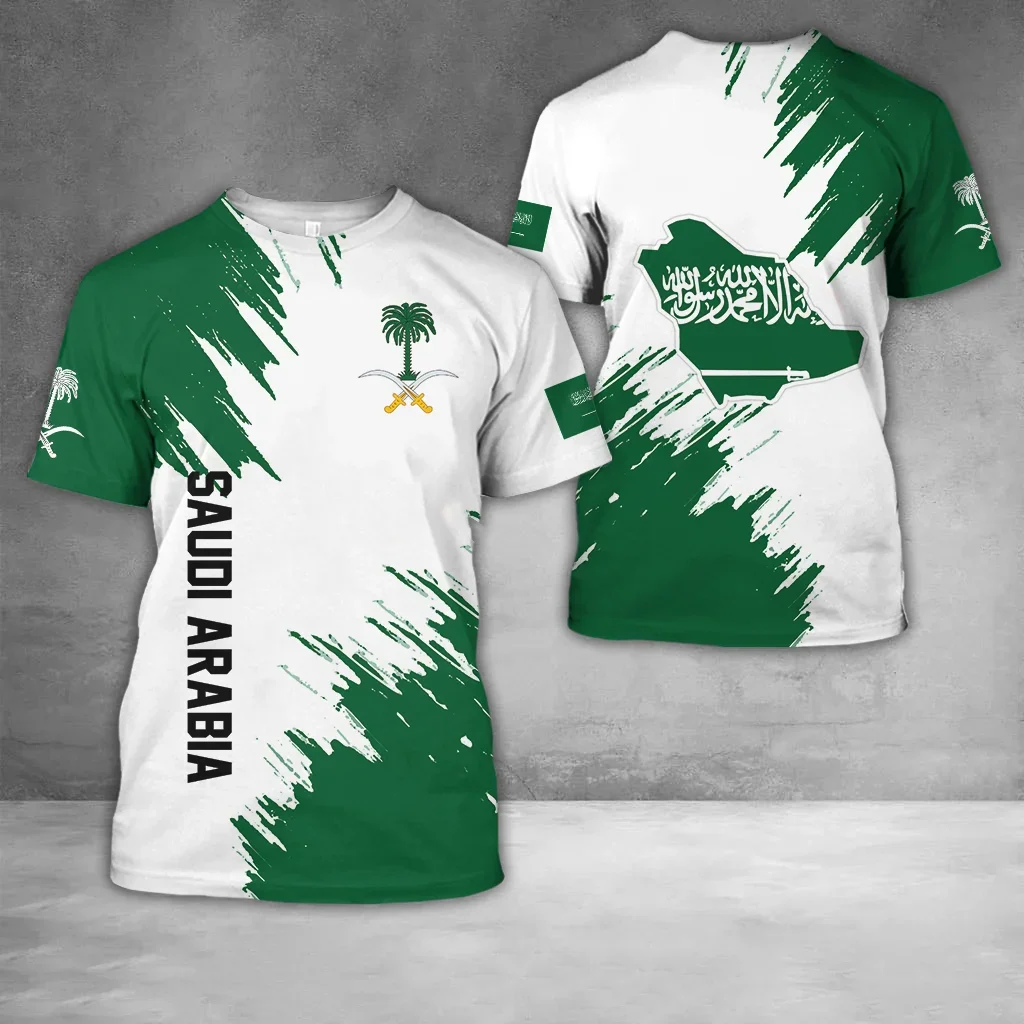 T-shirt à manches courtes pour hommes et femmes, imprimé en 3D, drapeau de l'arabie saoudite, respirant, à séchage rapide, uniforme de Football, vêtements d'été