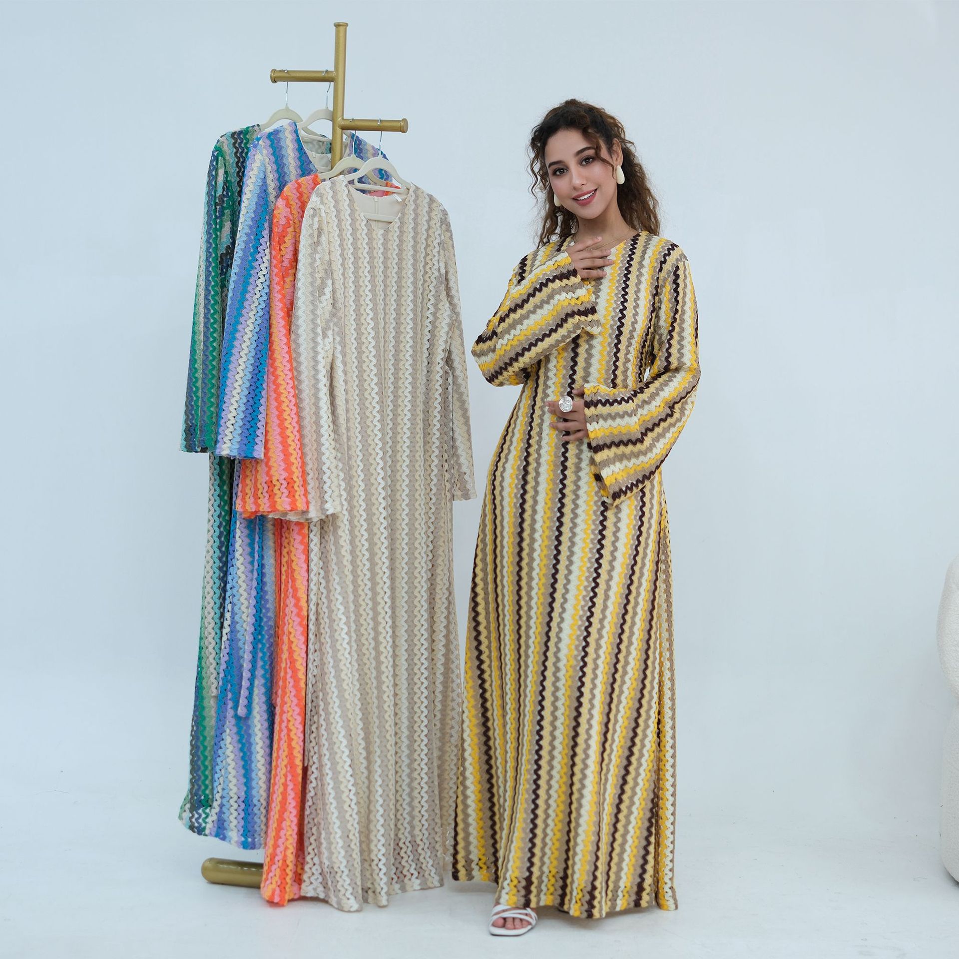 Robes imprimées Abaya pour femmes, double robe musulmane Eid, Kaftan Dubaï, Jalabiya Ramadan, Abayas Maroc, Vestidos Islam, Robe longue arabe
