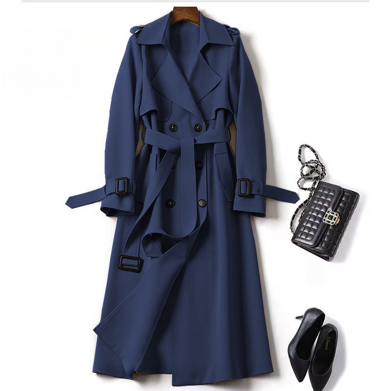 Manteau trench pour femme, longueur moyenne, printemps-automne, nouvelle version coréenne, grande taille, style britannique populaire, manteau long jusqu'au genou