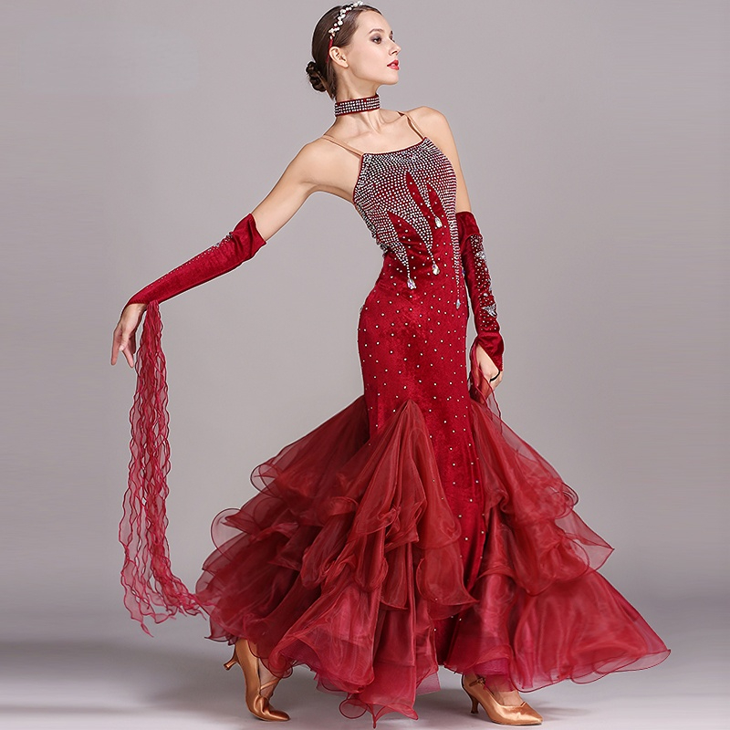 Costume de danse moderne pour femmes et adultes, robe de danse Tango valse, Costume de salle de bal, robe de soirée