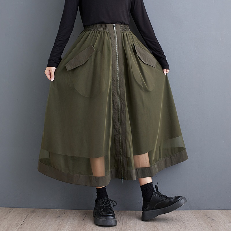 Maille surdimensionnée vintage élastique taille haute printemps été automne décontracté ample longue pour femme jupes femmes 2025 jupe vêtements