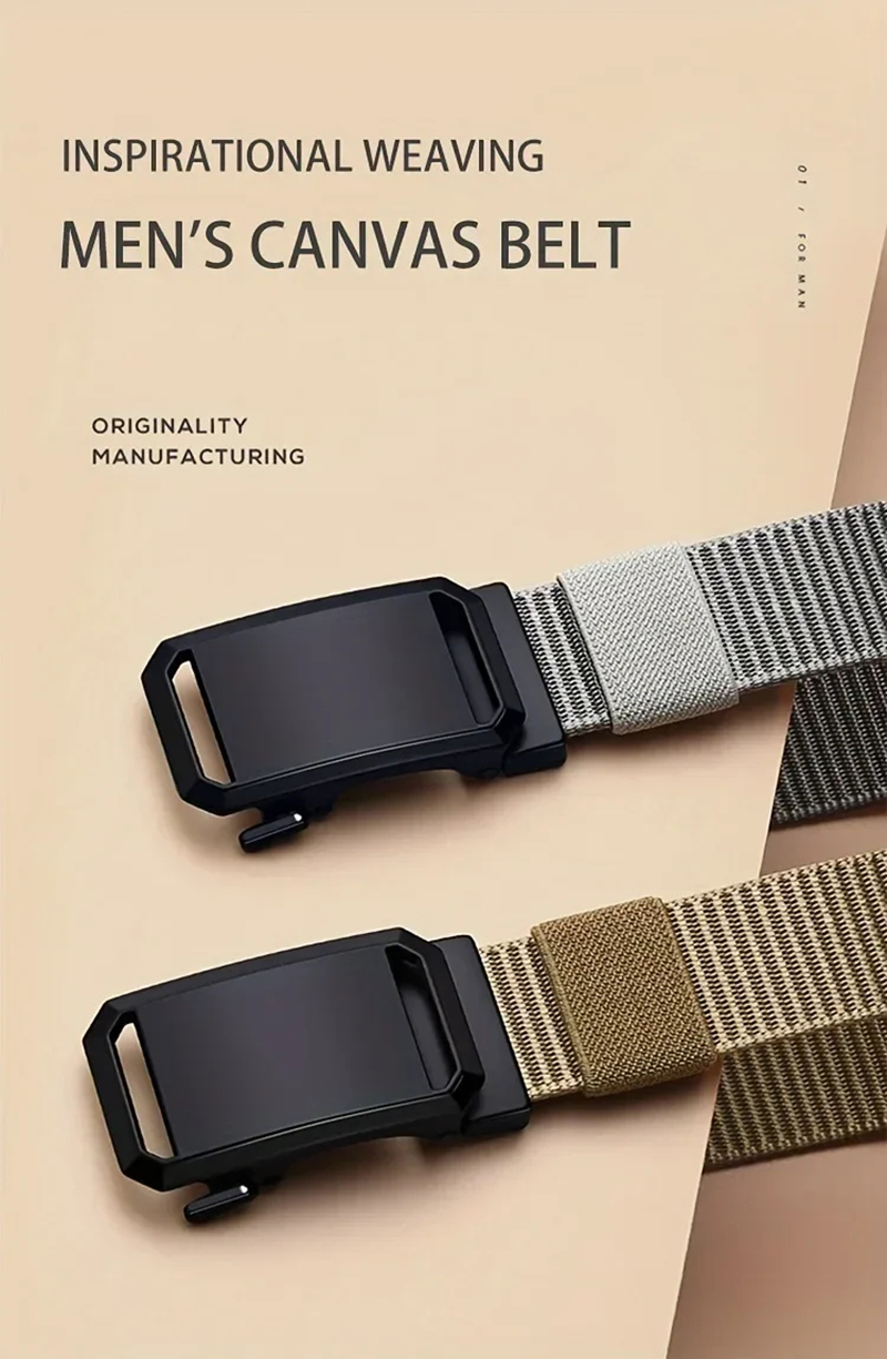 Nouvelle ceinture à boucle automatique en toile, tactique, pour vêtements de travail, décontractée, pour l'extérieur, pour l'entraînement militaire, pour hommes