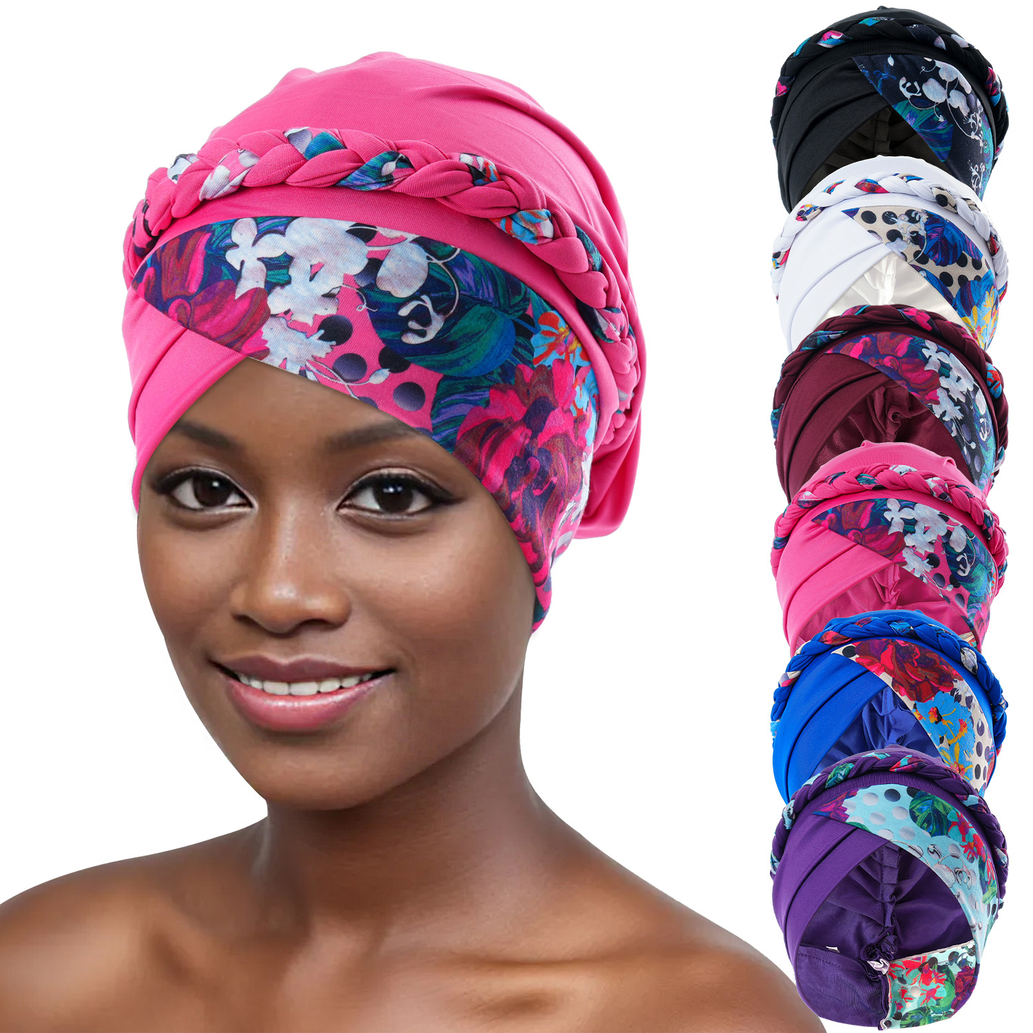 Femmes à volants musulman Turban imprimé fleur noeud foulard islamique intérieur Hijab casquettes chimio casquette perte de cheveux plissé tête enveloppement Turbante