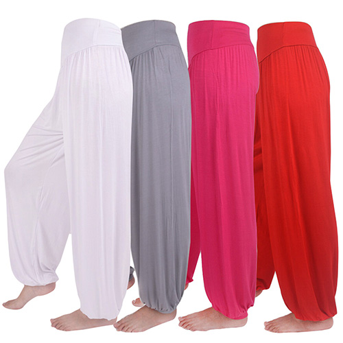FJBLOOMER-Pantalon Sarouel en Coton pour Femme, Pantalon Long, Jambes Larges, Décontracté, Bohème, brevdu Ventre, Yoga, Fitness