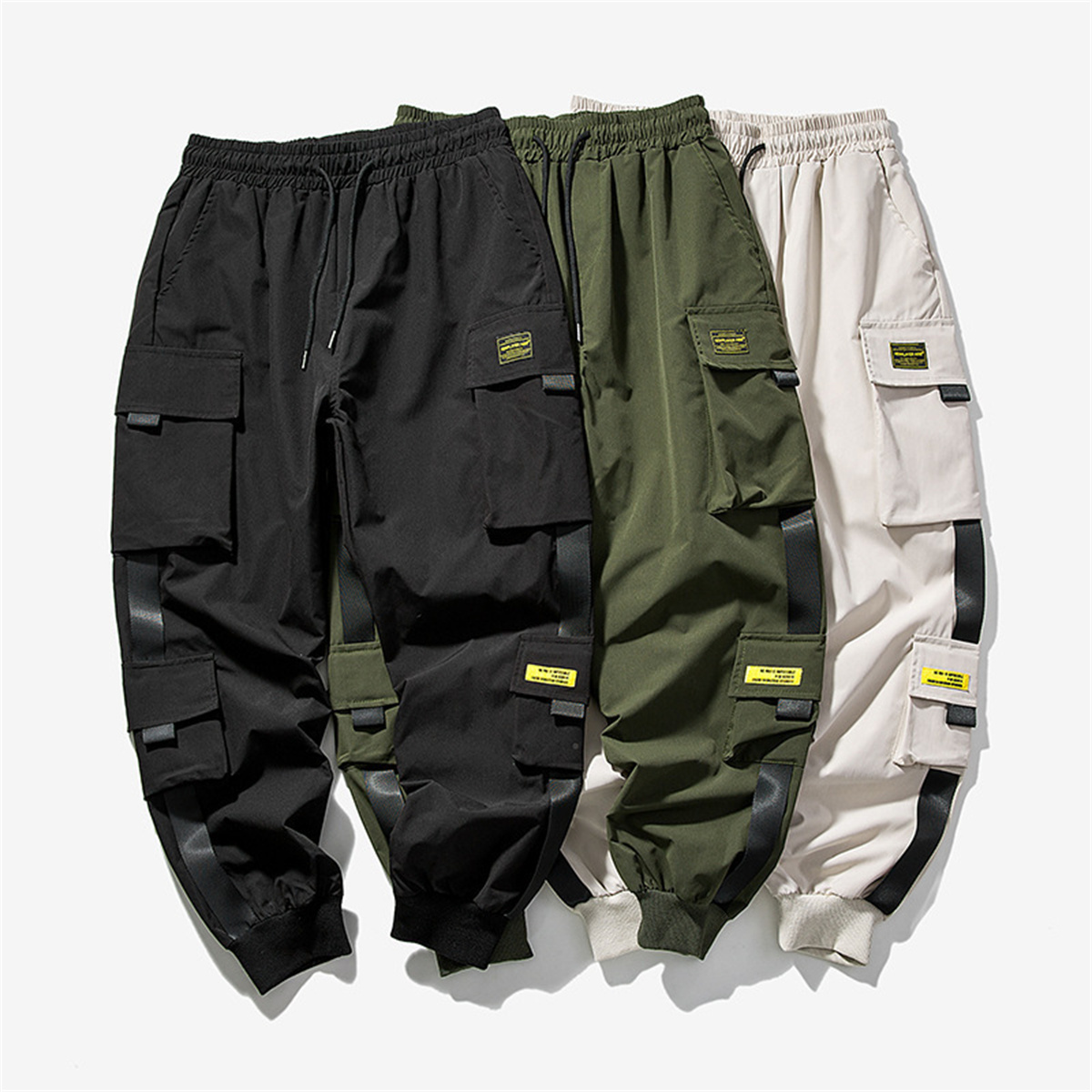Pantalon cargo pour homme, décontracté, style hip-hop, couleurs tendance, plusieurs poches, streetwear, rubans, techwear, pantalon de survêtement pour garçons