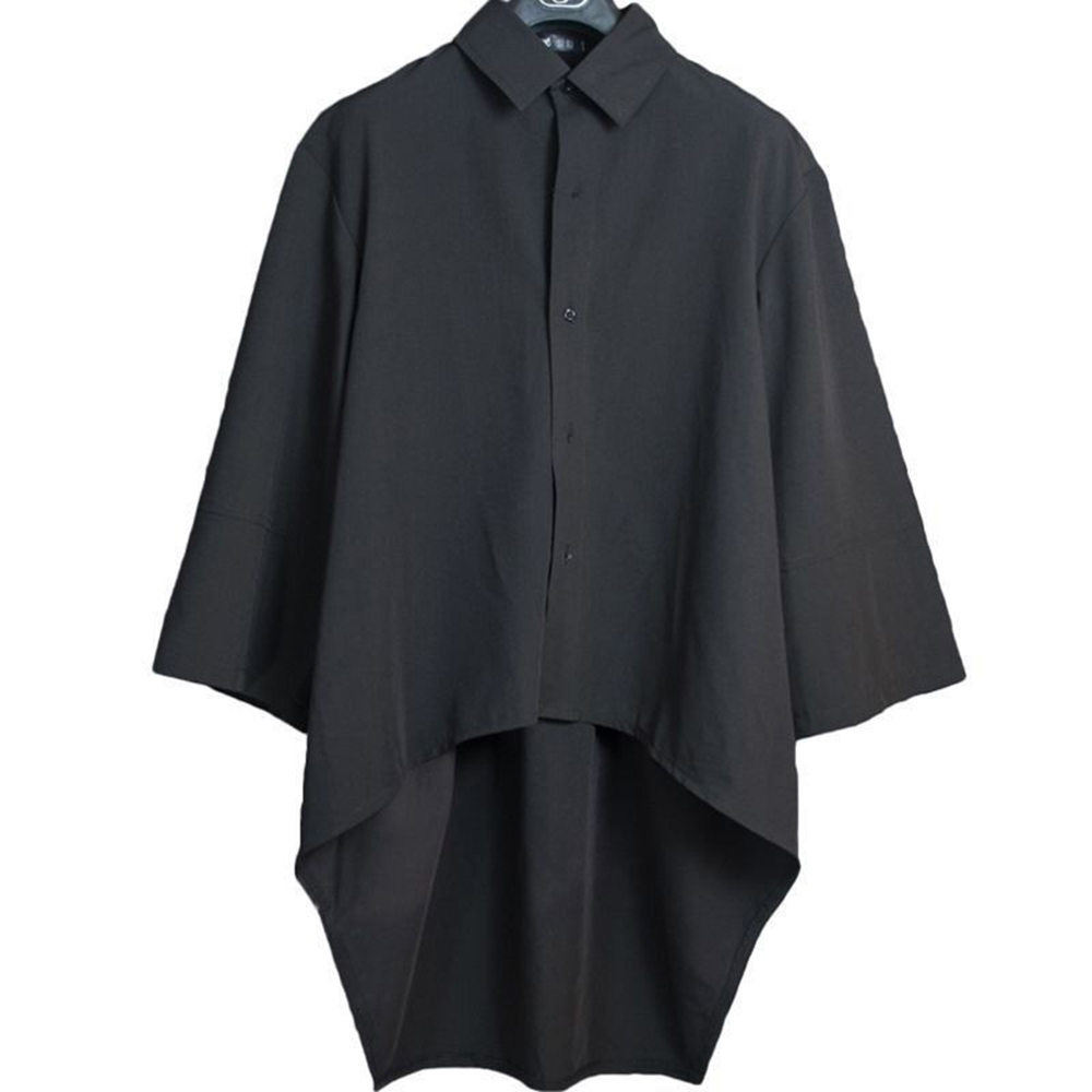 XS-5XL chemise asymétrique mi-longue chemise décontractée sans genre Streetwear salle de bal mode polyvalent à manches longues haut unisexe 2025 nouveau