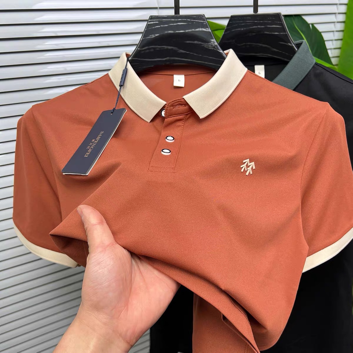 Premium mercerisé coton manches courtes polo shirt hommes tendance été marque de luxe en relief Design coréen décontracté revers respirant t t - shirt