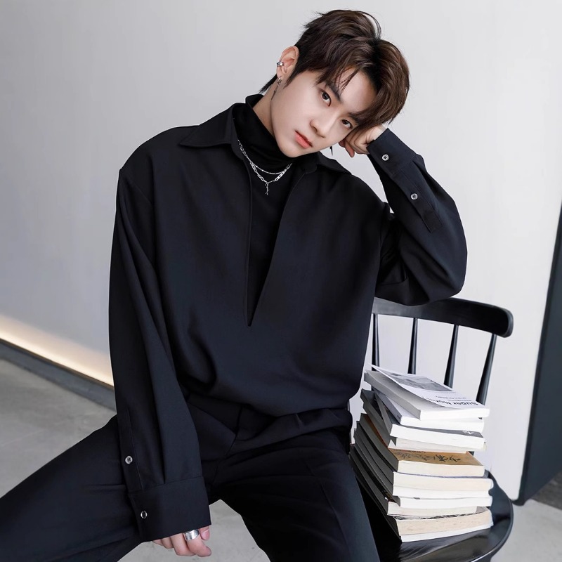 Vêtements pour hommes chemise à manches longues printemps automne nouvelle tendance de la mode épissage faux deux pièces chemise veste