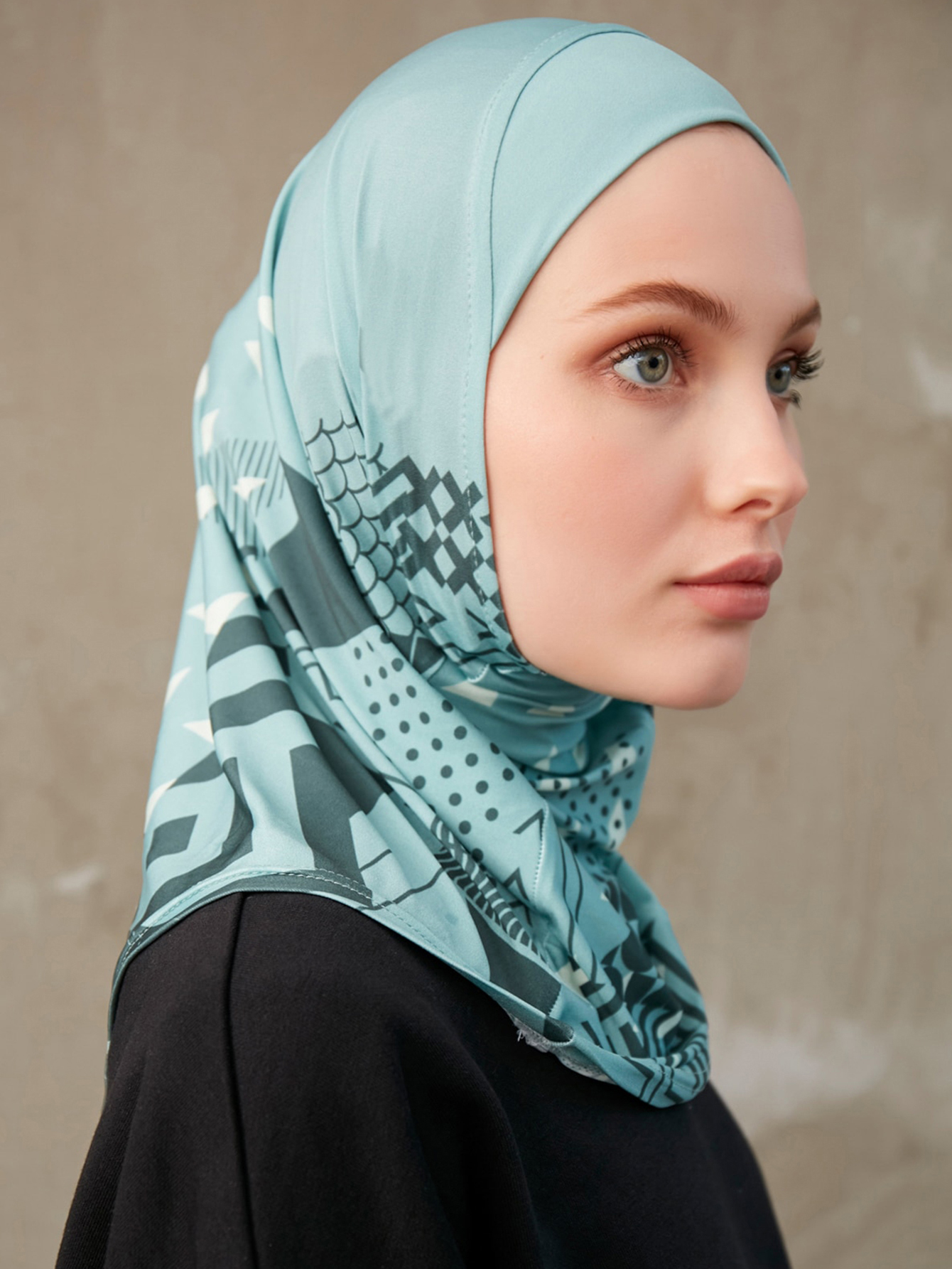 Hijabs d'intérieur sportif pour femmes musulmanes, turban instantané islamique respirant pour dames, motif à impression géométrique, bande ronde pour la tête
