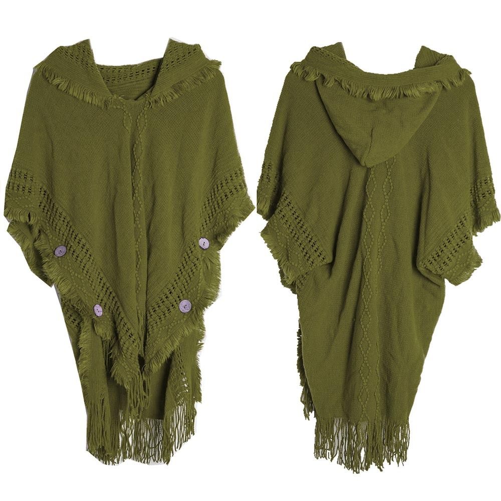 Partie de mariage bohème à capuche tricoté châle hiver chaud bouton dames gland Cape enveloppes écharpe manteau