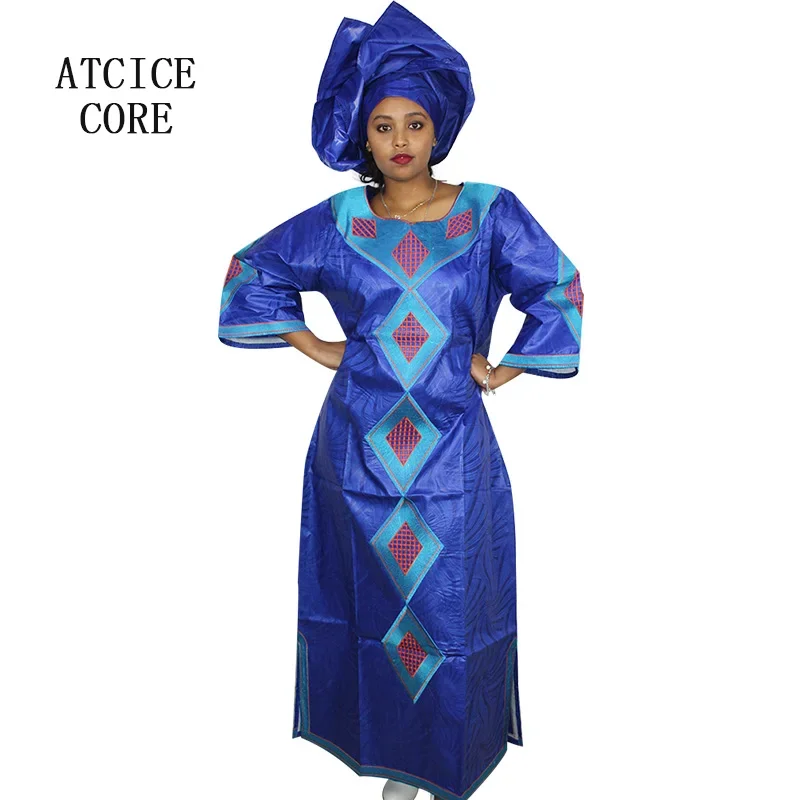 Robes africaines pour femme Bazin Riche broderie conception longue robe écharpe