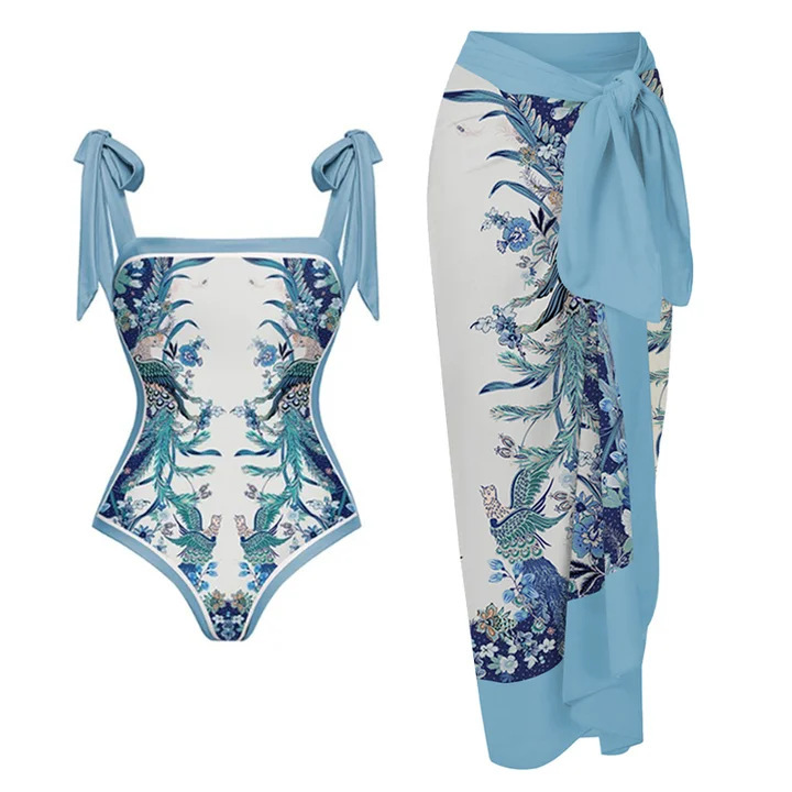 Sexy femmes couvrir maillots de bain Vintage une pièce nœud maillot de bain vêtements de plage maillot de bain impression Double face conception réversible