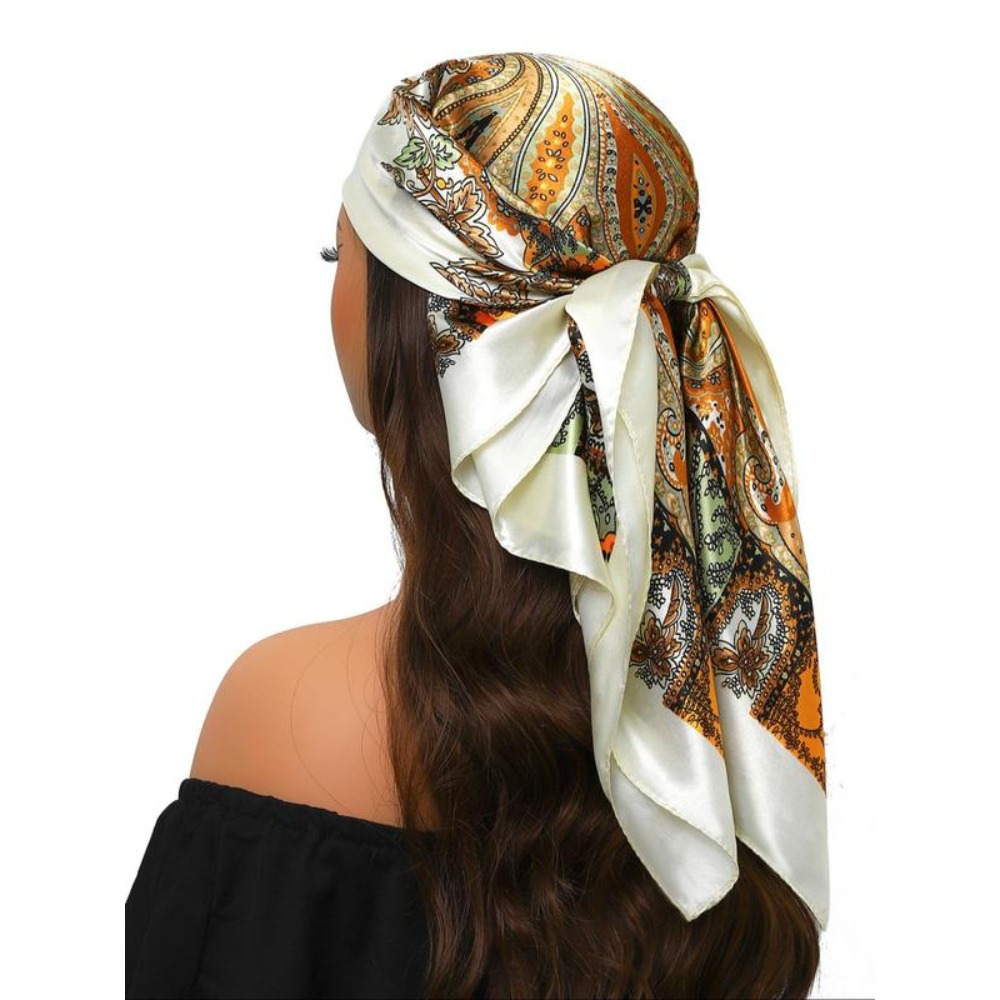 Écharpe carrée imprimée Paisley de Style bohème pour femmes, foulard de mode Vintage, accessoires de cheveux de mode pour femmes et filles