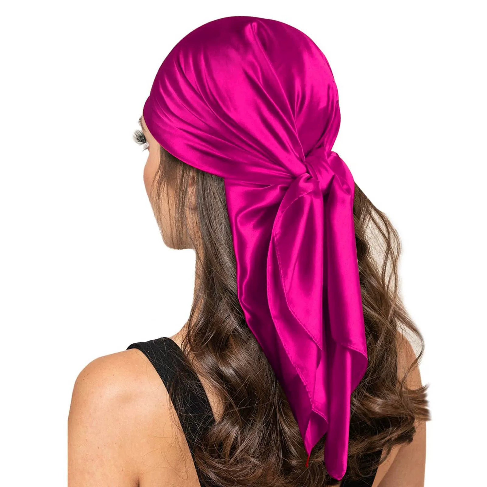 90*90 cm Foulard en soie Scarftop chapeaux pour Femme mode quatre saisons cheveux accessoires Hijab Foulard Bandana Femme Foulard