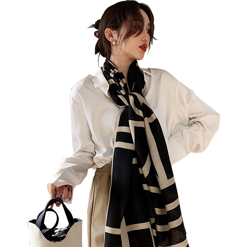 Grand Châle Pashmina pour Femme, Marque de Luxe, Hijab, Foulard, Design Imprimé, Étole de Plage, 2023