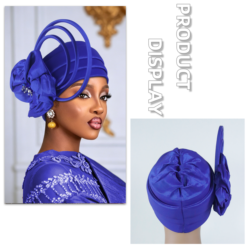 Bonnet Turban Plissé Fleur Diamant pour Femmes, Foulards Africains, Coiffes Musulmanes, Voiles, Bonnets, Turbante Mujer