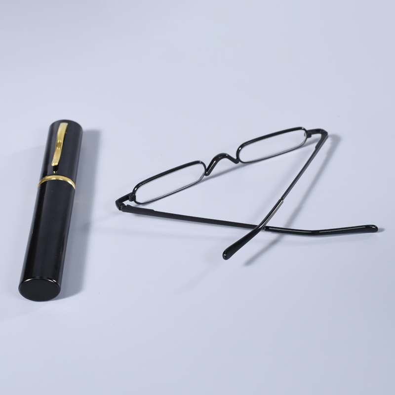 Lunettes de lecture élégantes à monture noire, monture en métal ultra-fine, lunettes de lecture portables pour hommes et femmes, mini-lunettes de lecture pour presbytie