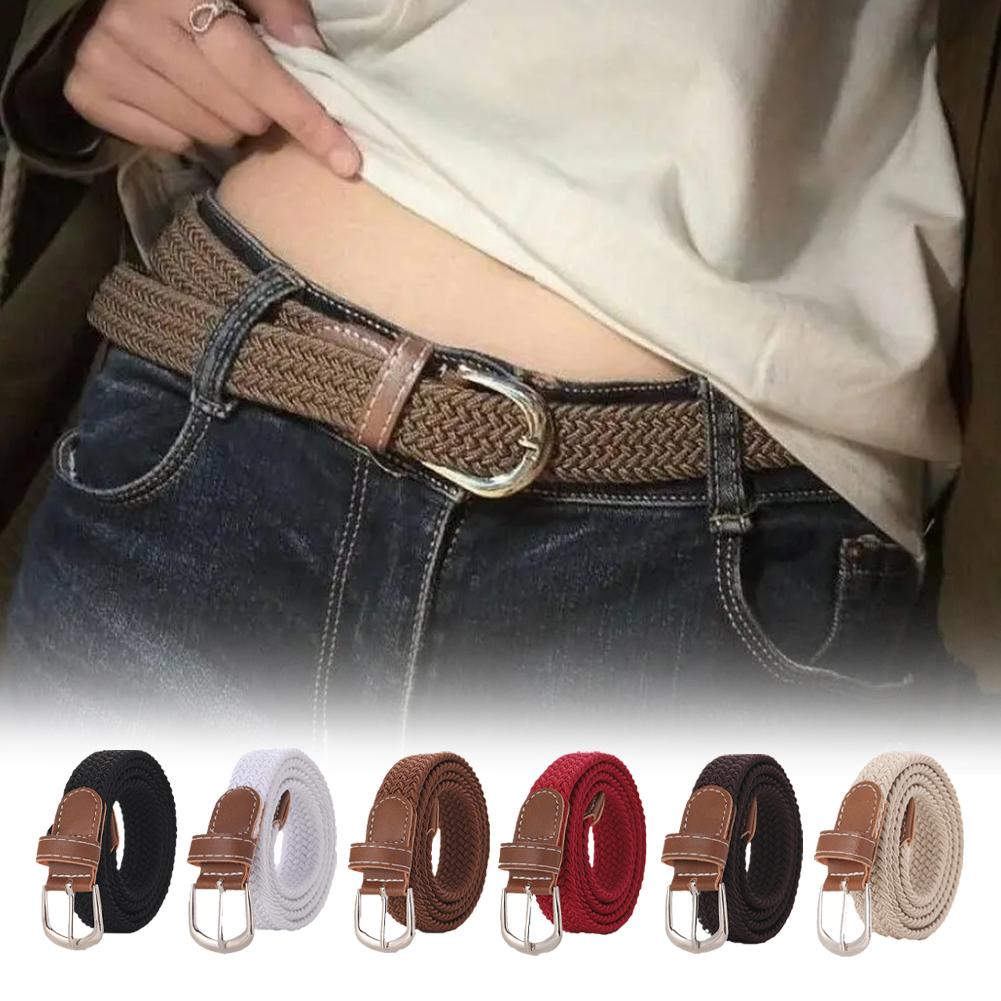 Ceinture décontractée en tricot avec boucle ardillon pour homme, ceinture en toile tressée extensible pour femme, ceinture extensible pour jeans