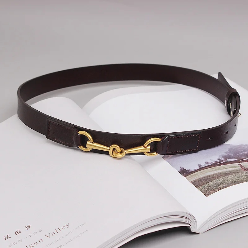 Ceinture femme nouvelles ceintures simples pour femmes boucle de selle décoration ceinture en peau de vache femme