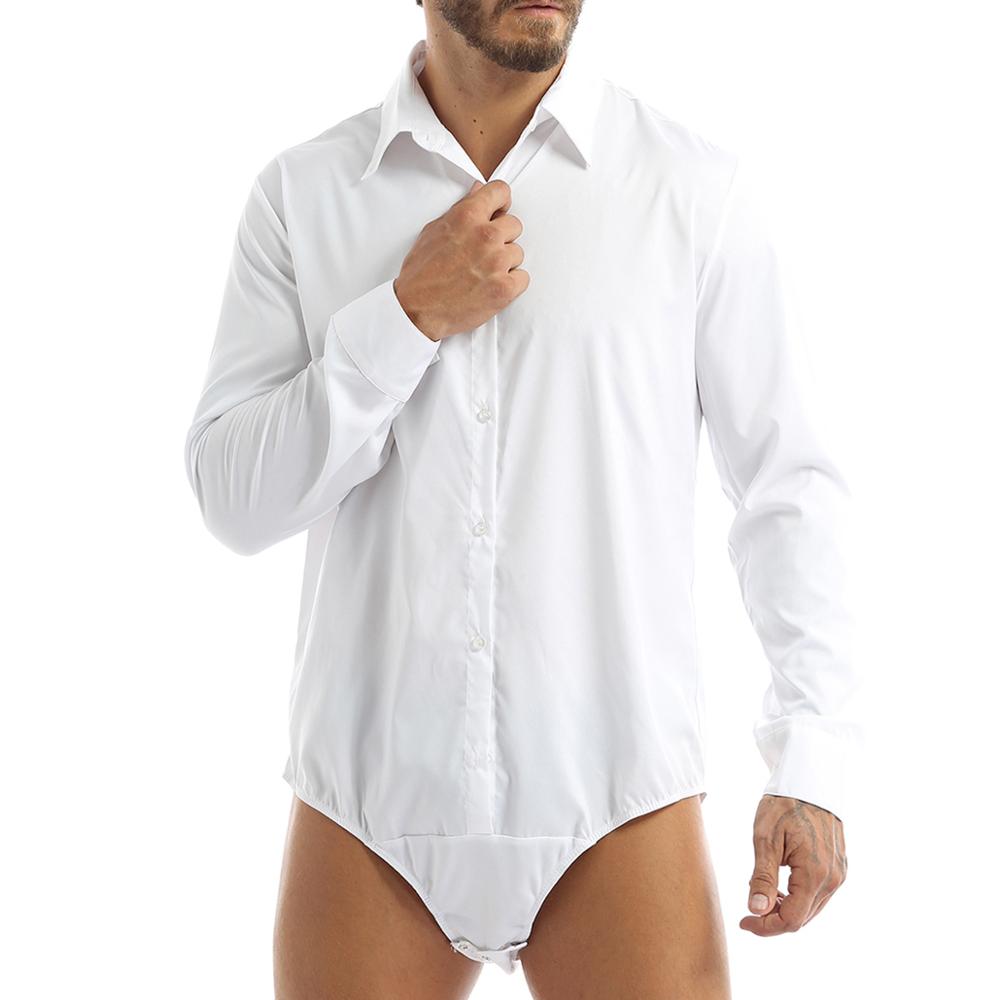 MSemis-Costume de batterie pour hommes adultes, chemise à col rabattu, manches longues, boutonné, entrejambe à pression, barboteuse décontractée, corset