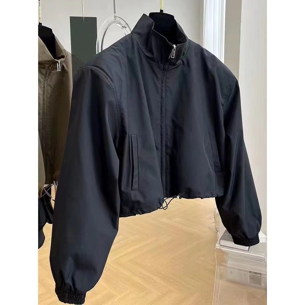 2025 nouveau automne Style coréen haut de gamme FeelDesign col montant veste courte pour les femmes Petite vêtements de travail élégant décontracté Chic hauts