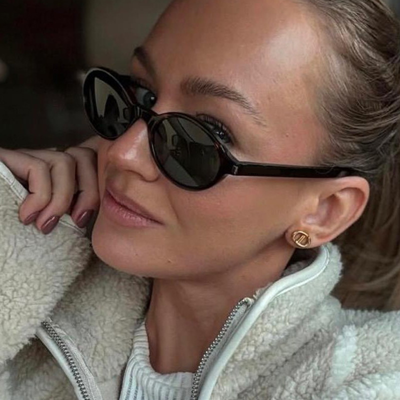 Lunettes de soleil ovales rétro simples et tendance, personnalisables avec correction de la myopie de 0 à -6.0