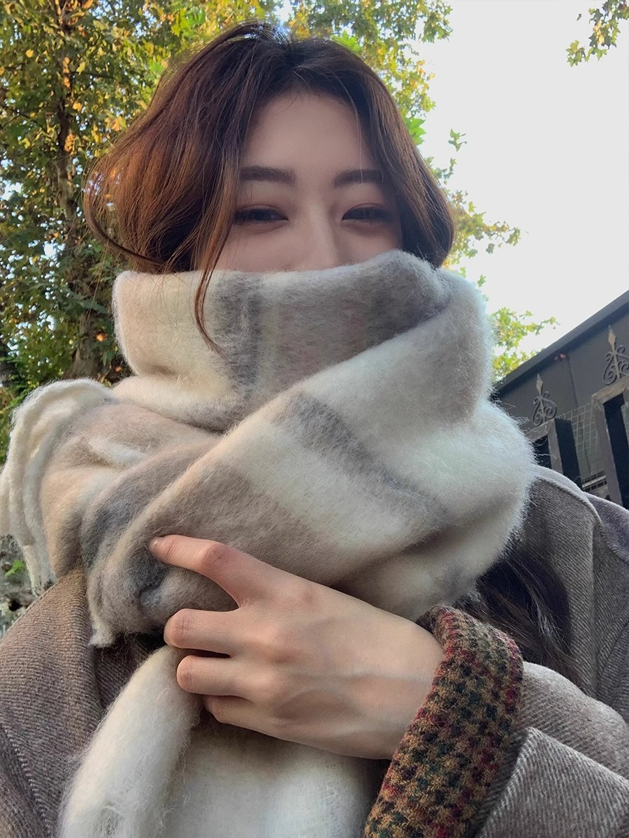 Écharpe d'hiver pour femmes cachemire chaud Plaid Pashmina foulards couverture enveloppes femme épais doux Bufanda gland châle Long Poncho