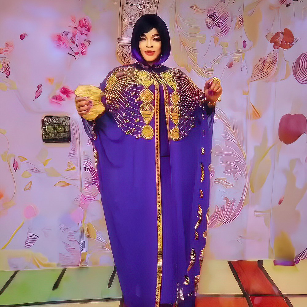 Ensemble deux pièces de luxe en mousseline, robe africaine ample pour femme, robe à strass grande taille pour femme, robe Bubu africaine