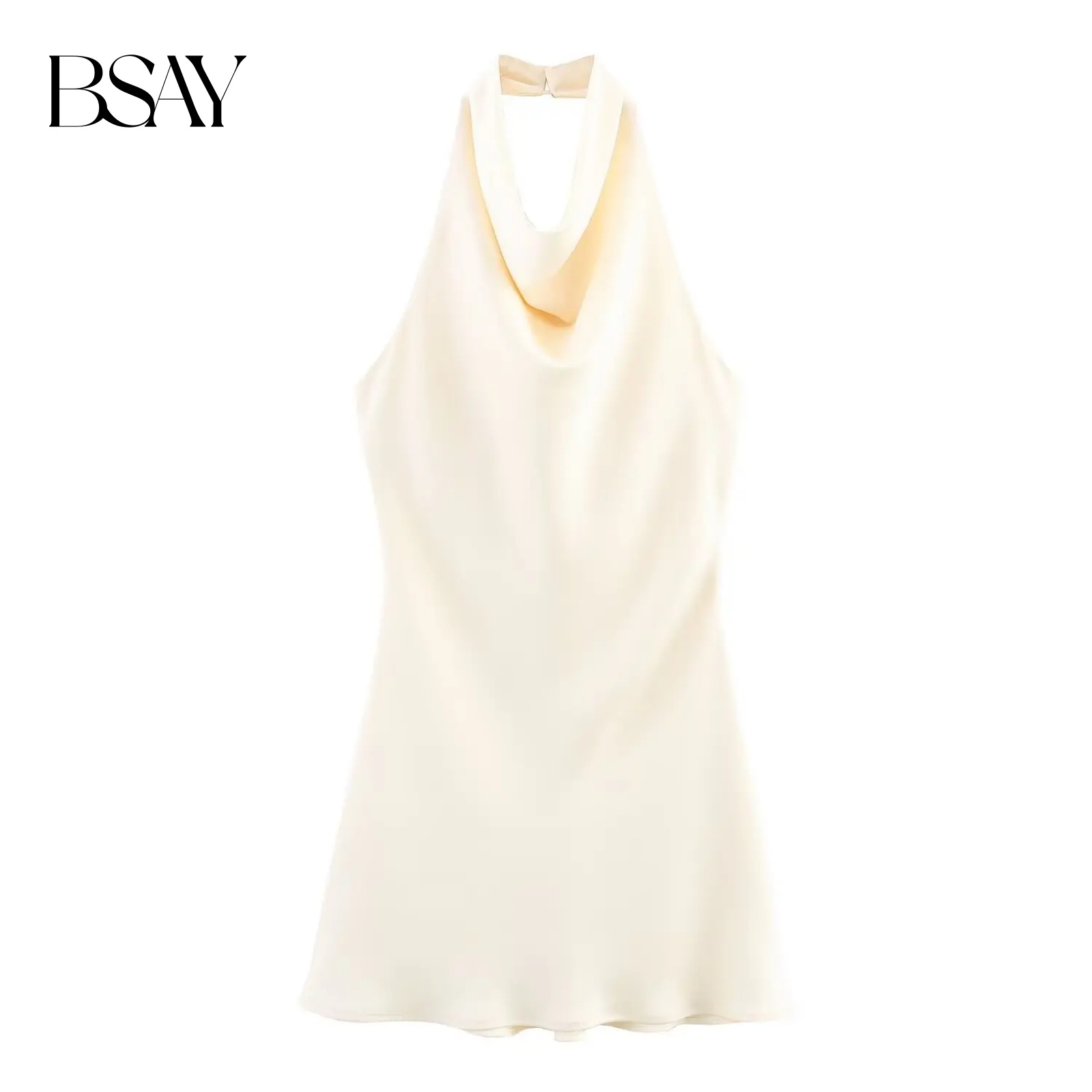 BSAY Satin Texture robe pour femmes mode été nouveau sans manches dos nu licou cou Chic femme robes de soirée Mujer