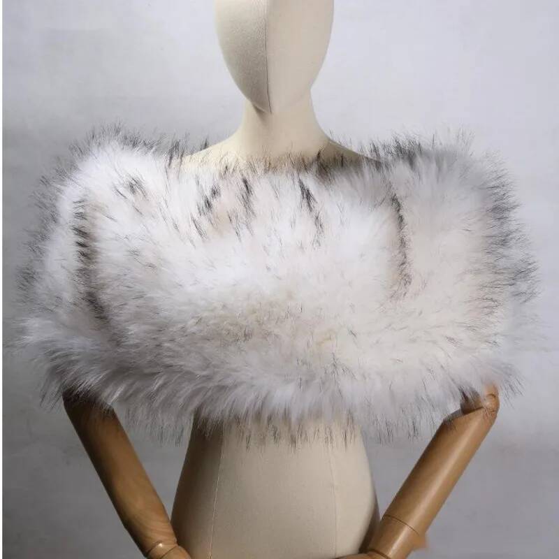 Hiver fourrure châle enveloppes femme élastique fausse fourrure de renard pull Cape élégante longue fourrure épaule couverture pour les femmes épaissi
