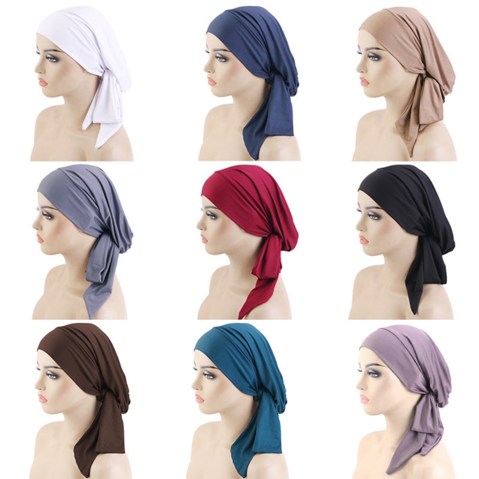Turban musulman pré-noué, foulard élastique ethnique, chapeau islamique, bonnet tendance pour femme, hijab, turbante
