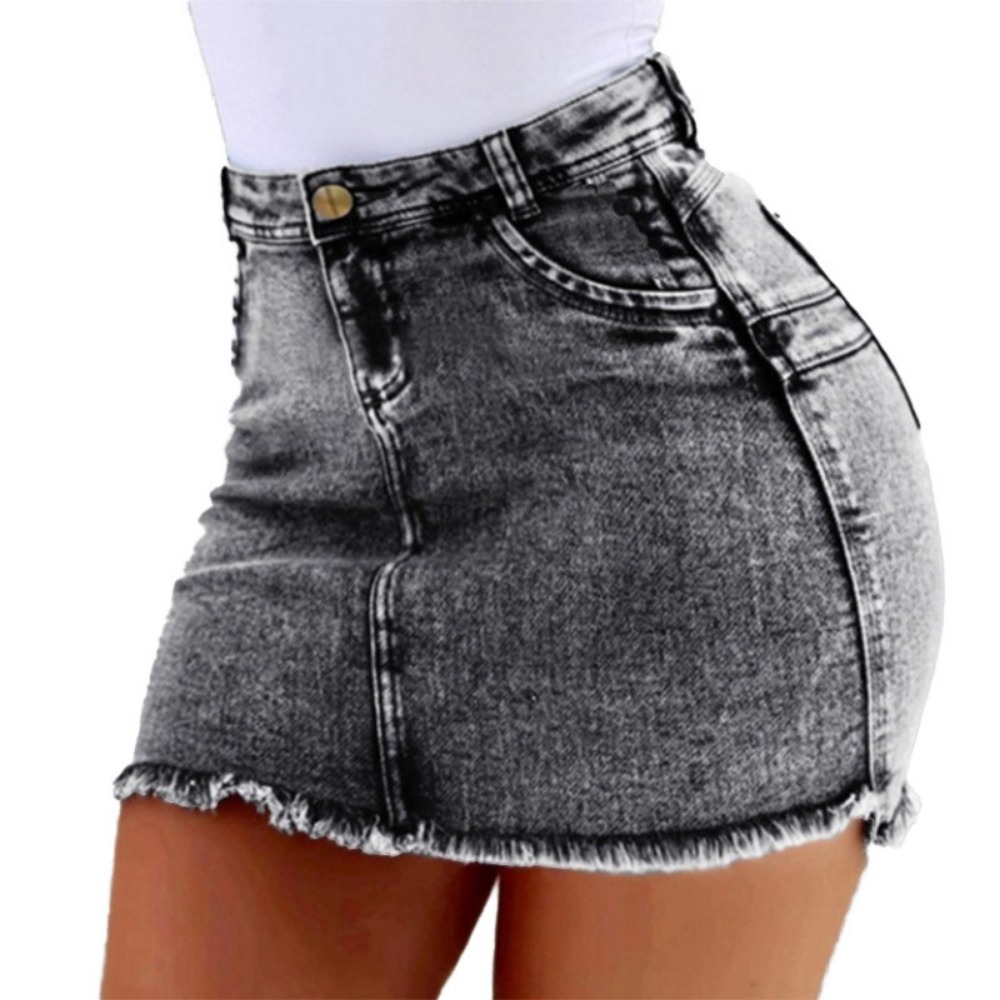 2025 Mini jupe femmes lavage Mini femme jupes courtes été femmes Sexy Denim jupe jupes pour femmes genou longueur décontracté