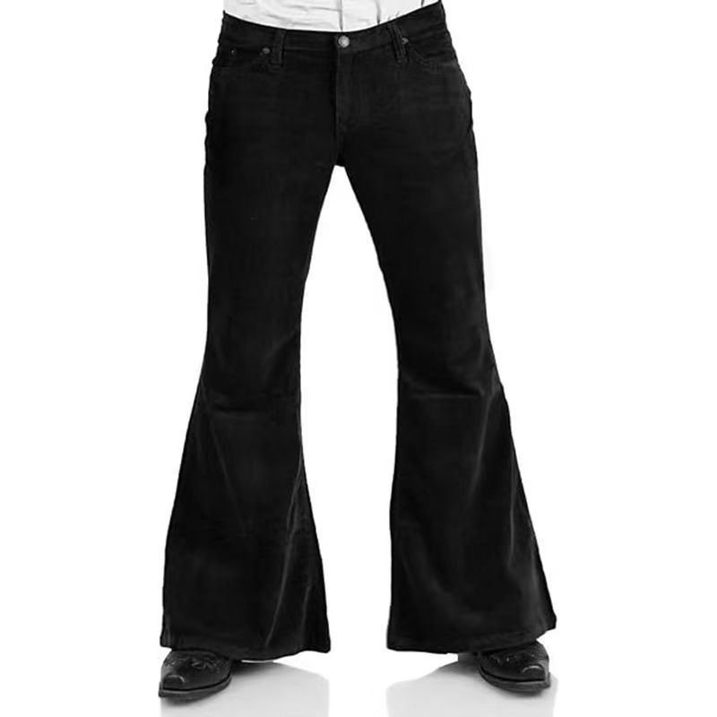 Pantalon évasé Vintage pour hommes, coupe cintrée, en velours côtelé, Streetwear, couleur unie, rétro, taille haute, bas de cloche, vêtements masculins, automne