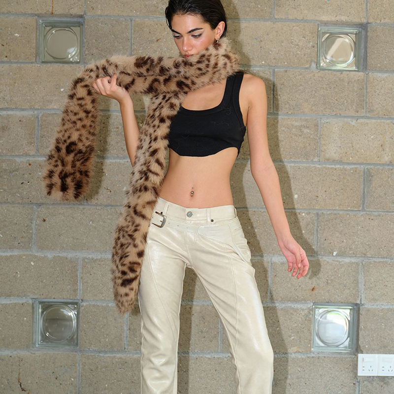 Écharpe en fausse fourrure pour femme, imprimé léopard, style vintage coréen punk hip hop, douce, moelleuse, épaisse, cache-cou, tendances de la mode, ceinture