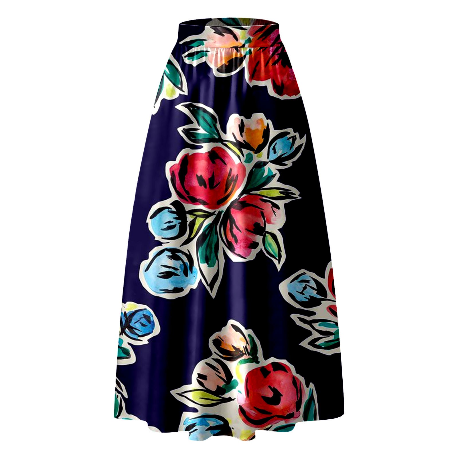 Jupes bohème élégantes coréennes pour femmes, imprimé Floral, Maxi, taille haute, poches, fête, plage, longue, 2024