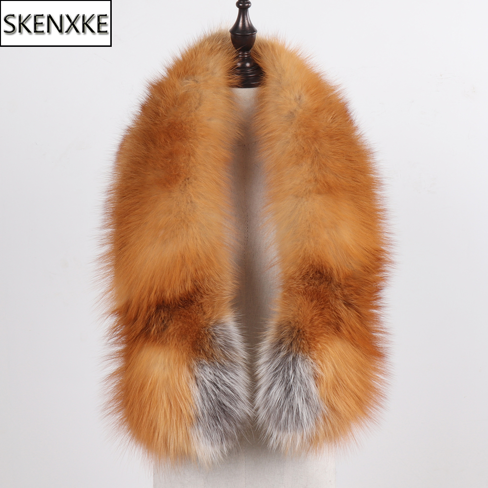 Nouveau hiver dame naturel luxe réel fourrure de renard écharpe châle pleine peau chaud doux 100% véritable fourrure de renard foulards femmes vraie fourrure silencieux
