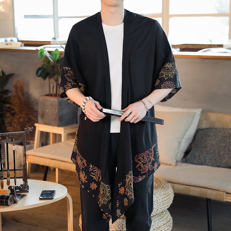 Cardigan kimono japonais pour hommes, costume de samouraï Haori MiHaori KK001